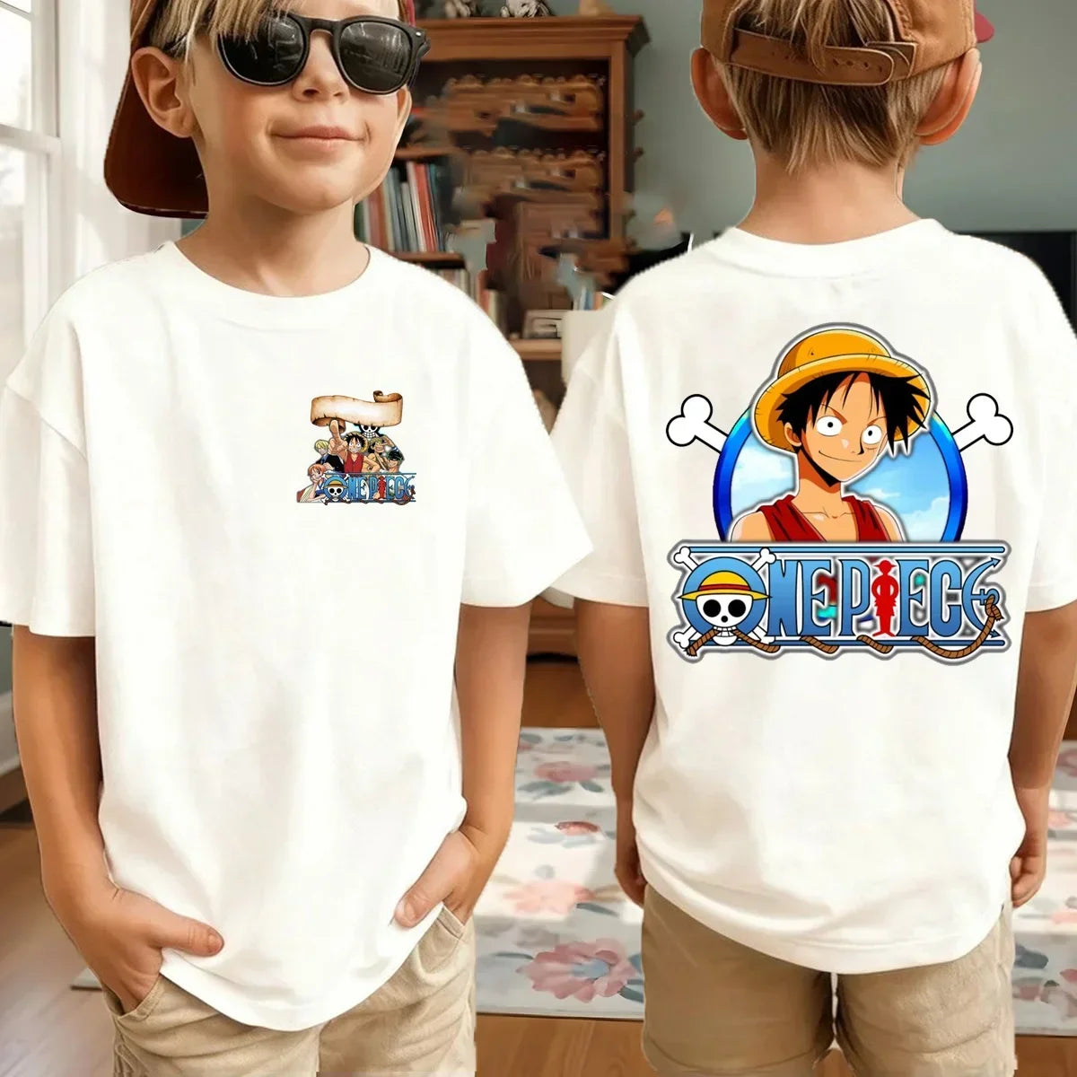 One Piece Japanese Anime Printed Men's T-Shirt Roronoa Zoro Boy Children's Harajuku Short Sleeve Kids Luffy T-shirt Clothing