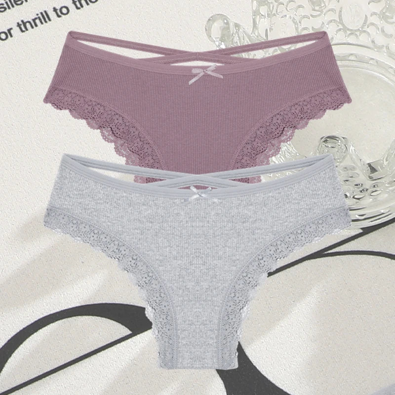 Cotton Panties Women - Sexy Lace Brazilian Briefs Low Waist Breathable Underwear