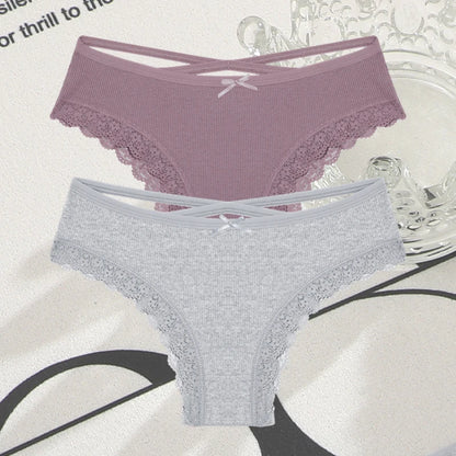 Cotton Panties Women - Sexy Lace Brazilian Briefs Low Waist Breathable Underwear