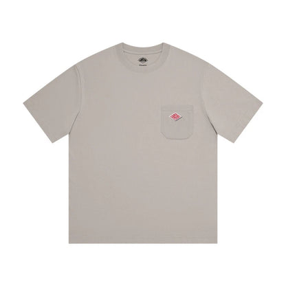 2025 Summer Men Women's Pure Cotton Embroidery T-Shirt Short Sleeve Tees Simple Solid Pocket Fashion Brand Casual Tops