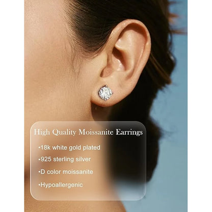 2.0ct Moissanite Stud Earrings – 925 Sterling Silver
