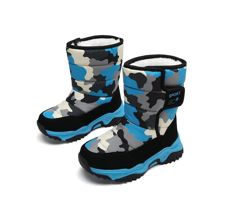 Children Winter Boots - Waterproof Kids Snow Boots With Plush Lining & Rubber Sole