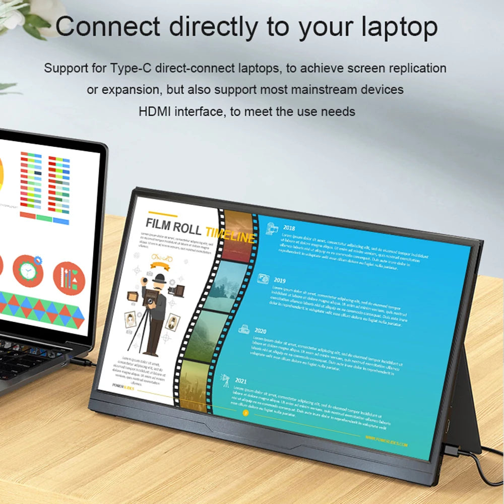 Portable Gaming Monitor 15.6 Inch FHD 1080P IPS Panel - 120Hz Refresh Rate, HDMI USB-C Second Screen