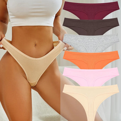 6Pcs/Set Women‘s Cotton Seamless Pantys Sexy Low Waist Soft Comfortable Thongs Fashion Girl Breathable Intimates G-Strings