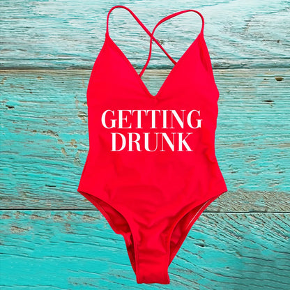 GETTING MARRIED Padded Bride  One Piece Swimsuit GETTING DRUNK Women Swimwear Bathing Suit Swimming Suit Summer SQUAD Beachwear
