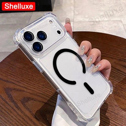 For IPhone17 ProMax Transparent Armour Magnetic Case Shelluxe For iPhone 17 Pro Max 17Air Cases Luxury Corners Protector Cover