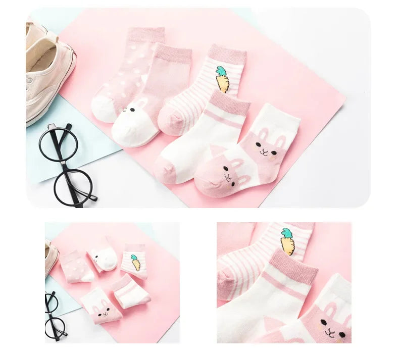 5 Pairs/Lot Kids Soft Cotton Socks Boy Girl Baby Infant Fashion Stripe Warm For Autumn Winter 0-6 Years Children Cartoon Sock
