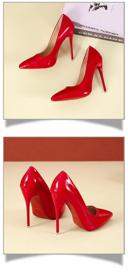 2024 Women Shoes Red High Heels Sexy Pointed Toe 12cm Pumps Wedding Dress Shoes Nude Black Color Red Rubber Bottom High Heels