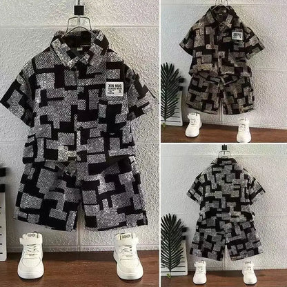 2025 New Children's Set Children's Top and Bottom Clothes Set Two Pieces Summer Outfit for Kids Boys Girls Loungewear Outfit