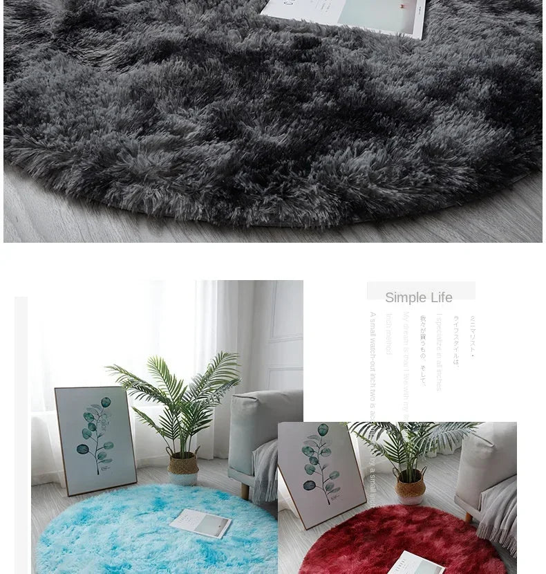 Plush Round Rug – Soft Area Carpet | Fluffy White Rug for Living Room