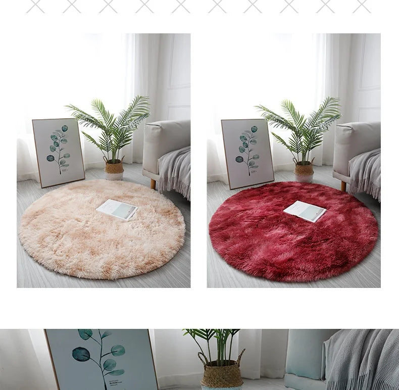 Plush Round Rug - Soft Fluffy White Carpet | Living Room & Bedroom Decor