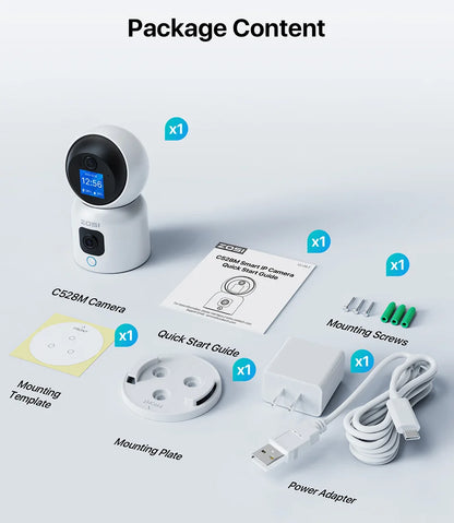 ZOSI C528 6MP/4MP HD Dual-Lens Indoor WiFi Security Camera Plug-in 360° Views Pan/Tilt Home Surveillance Baby/Pet Dog Monitor