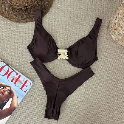 Push Up Swimwear - Sexy Brazilian Bikini Set With High Waist Two Piece Bathing Suit