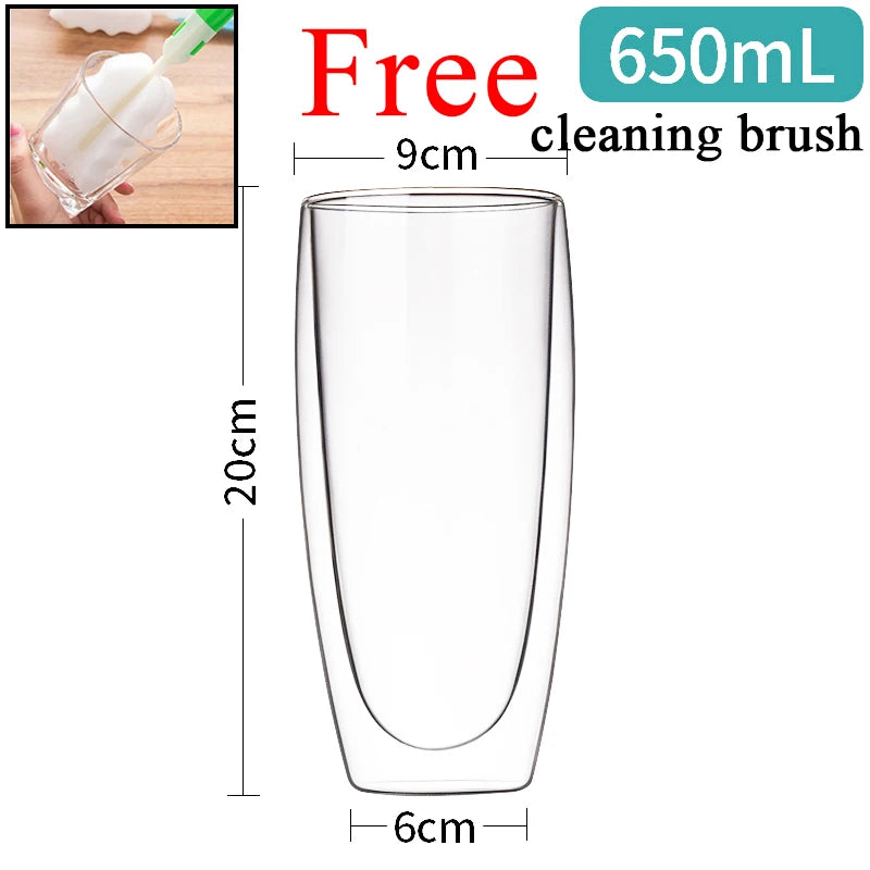 Heat Resistant Glass Mug - Double Wall Borosilicate Coffee Cup | Eco Friendly Drinkware Gift