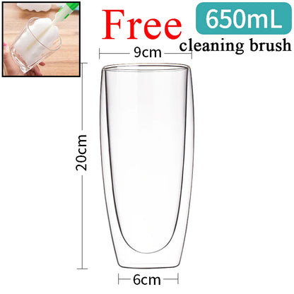 Heat Resistant Glass Mug - Double Wall Borosilicate Coffee Cup | Eco Friendly Drinkware Gift