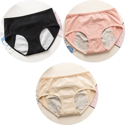 3PCS Cute Cartoon Period Underwear for Girls  Leakproof Teen Menstrual Panties 4-Layer Absorbent Reusable Washable Underwear