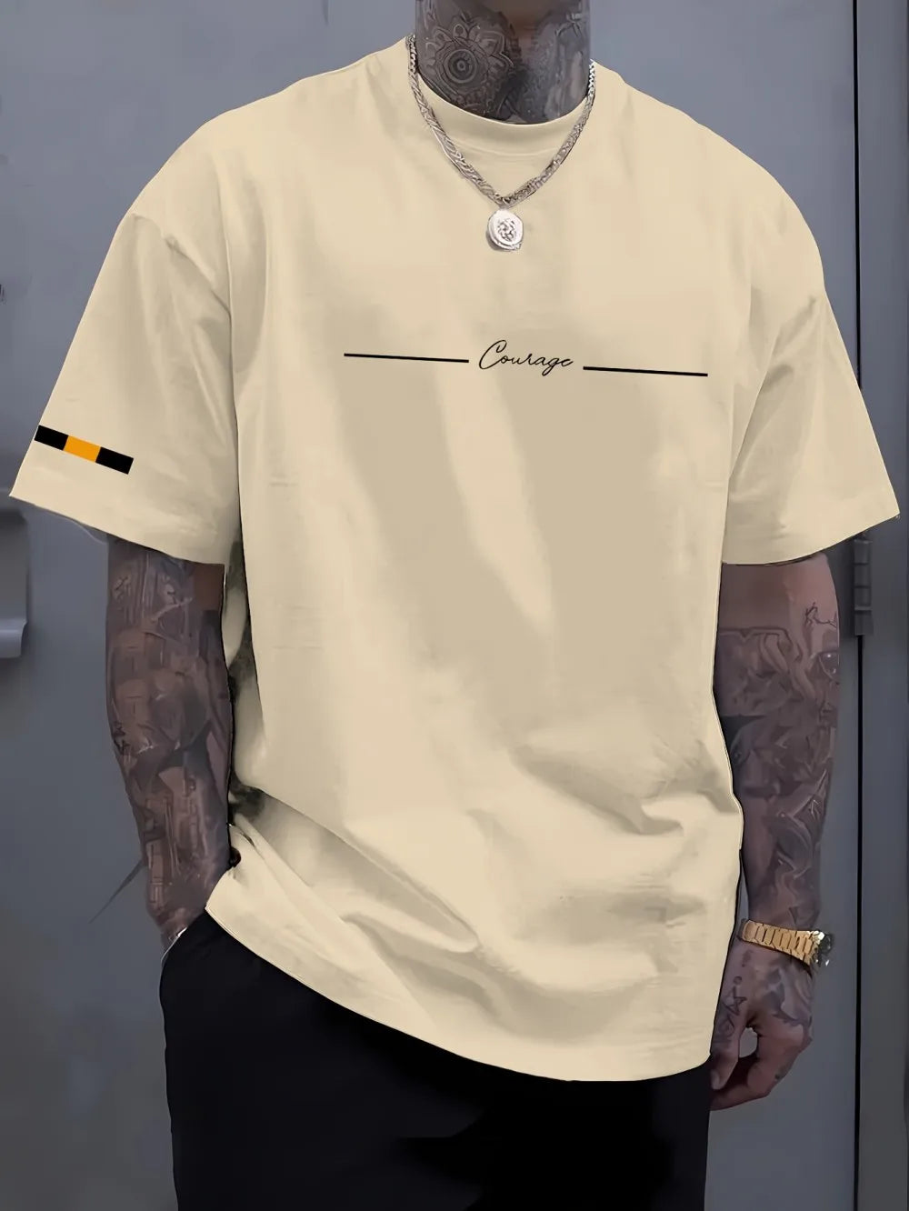 Men's Breathable T-Shirt - Summer Casual Top With Striped Printed Tee Design
