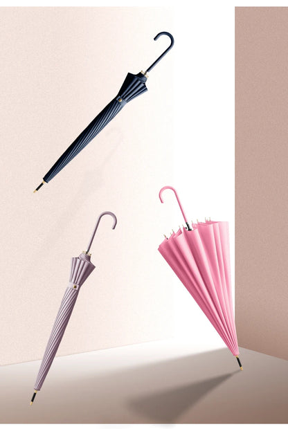 Japanese Long Handled Umbrella Ins for Both Sunny and Rainy Use, Black Glue Large Size Storm Resistant 16 Bone Automatic Waterpr