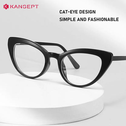 Computer Glasses Women | Anti Glare Cat Eye Reading Glasses With Clear Lenses & Plastic Frame