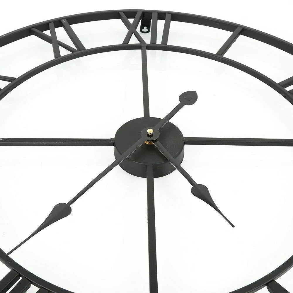Modern 3D Large Wall Clock - Retro Roman Numerals Silent Metal Decoration