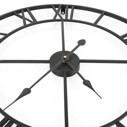 Modern 3D Large Wall Clock - Retro Roman Numerals Silent Metal Decoration