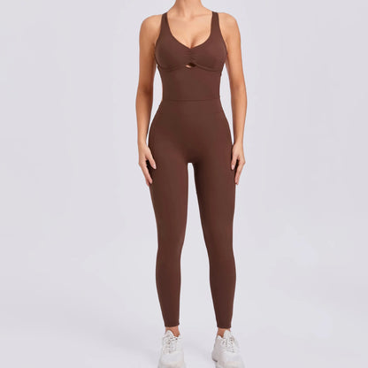 Women Yoga Jumpsuit - Push Up Backless Sportswear, Breathable Quick Dry Activewear