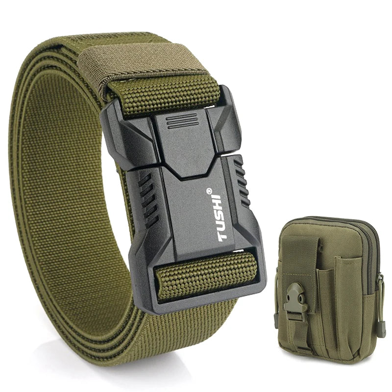 Tactical Outdoor Belt - Adjustable Elastic Waistband With Aluminum Alloy Buckle For Men
