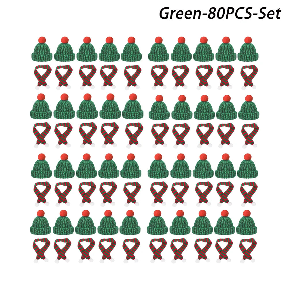 Mini Christmas Hat and Scarf Set - DIY Holiday Party Decoration