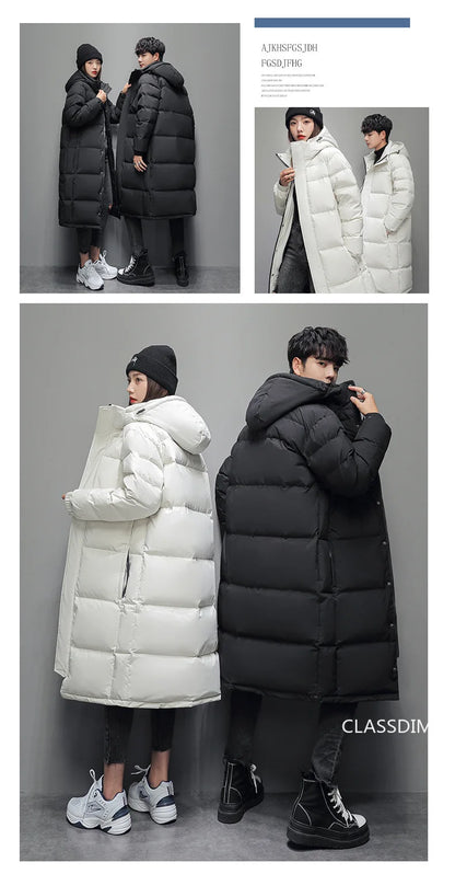 New Winter Long Puffer Jackets for Men and Women Hooded Casual Duck Down Coats Quality Couples Outdoor Windproof Warm Jackets 5X