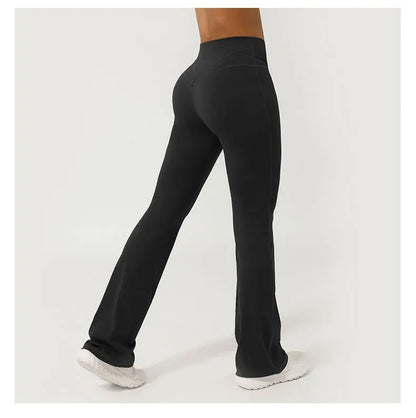 V-Cross Fitness Flare Pants Lifting Buttocks Cross Waist Yoga Sport Leggings Gym Outdoor Acticewear Workout Wide-Leg Pants