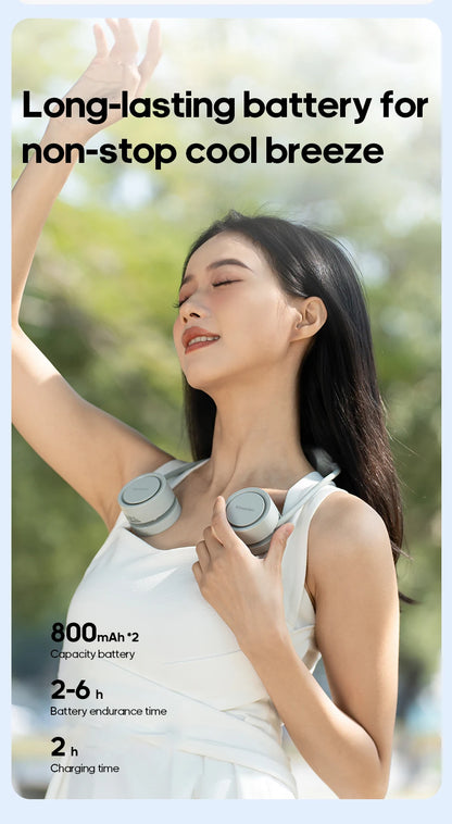 Portable Personal Sports Neck Fan 3-speed Wind with Cold Compress Function 800mAh*2 Mini Cooling Electric Fan for Outdoor Travel