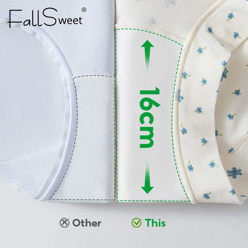 FallSweet 5/10PCS Plus Size Cotton Panties Seamless Women Mid-Rise Underwear Soft Breathable Underpants Briefs Female Lingerie