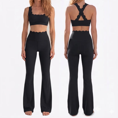 Women Two Pieces Fitness Yoga Set Solid Color Stretchy Soft Gym Suit Breathable Quick Dry Workout Clothes Female Sportswear