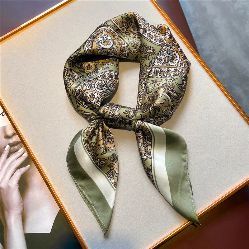 Luxury Silk Square Scarf - Womens Satin Neckerchief  Hair Wrap 2023