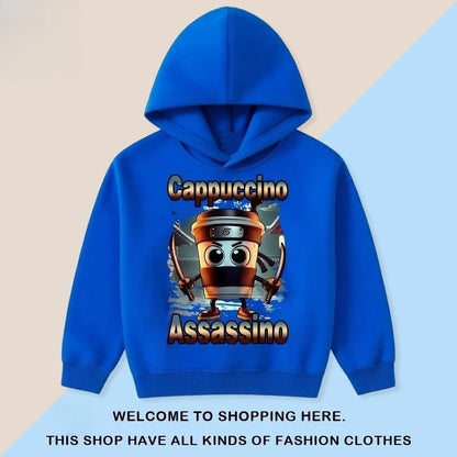 Kids Cartoon Hooded Sweatshirt - Classic Tung Tung Mountains and Seas Design - ZOOMNSTORE
