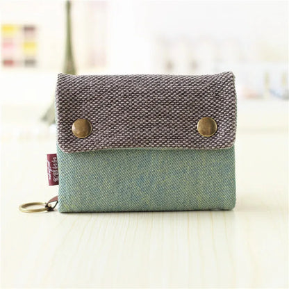 Handmade Three-Fold Fabric Wallet - Multi-Function Zipper Purse for Teens and Adults