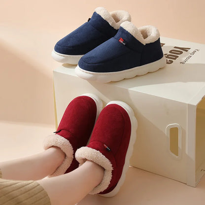 Mens Plush Indoor Slippers - Soft Fluffy Cotton House Shoes