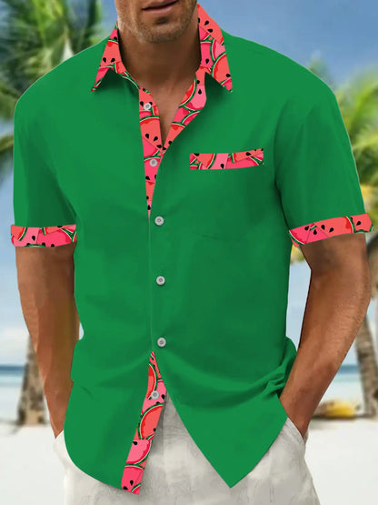 Men's shirts, button up shirts, casual shirts, spring and summer, printed short sleeves, daily, fashionable, comfortable