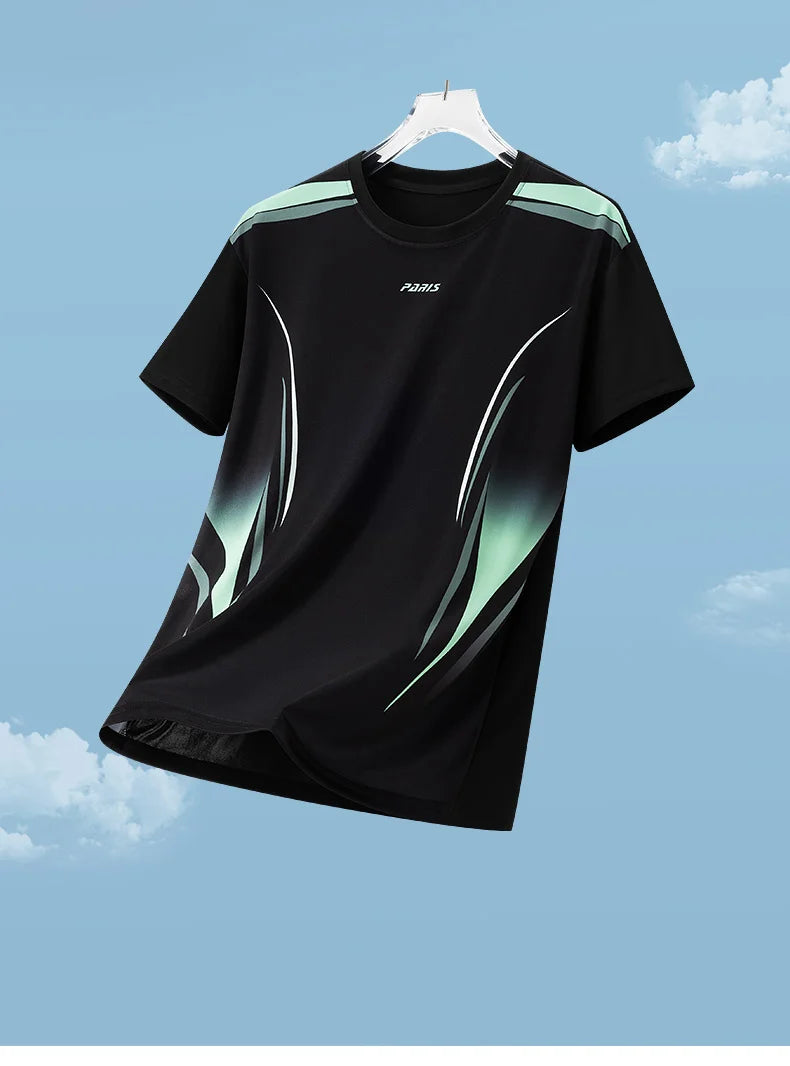 Men's Gradient Ice-Silk T-Shirt – Quick-Dry Running & Training Top