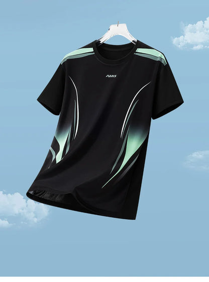 Men's Gradient Ice-Silk T-Shirt – Quick-Dry Running & Training Top