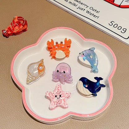 8/6/4Pcs Acetate Ocean Animal Hair Clips Summer Beach Non-Slip Hair Claws Crab Starfish Whale Hair Accessories for Women Girl