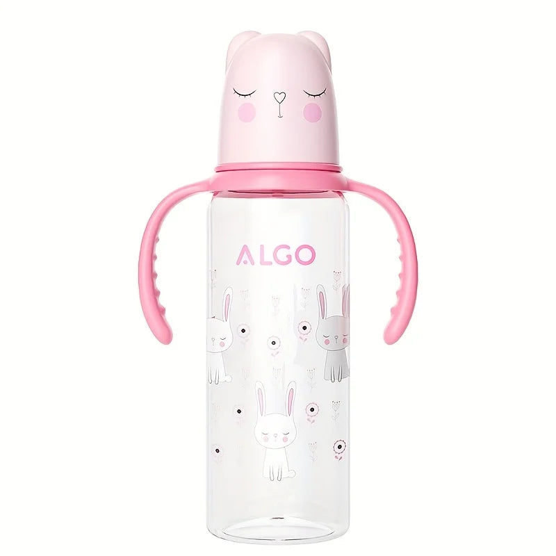 8.12 oz polypropylene baby bottle with handle - leak proof standard caliber, durable PP material and silicone nipple, ideal gift