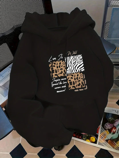 Women's Autumn and Winter Loose Casual Comfortable Letter Printed Thick Long-Sleeved Round Neck Hoodie Pullover