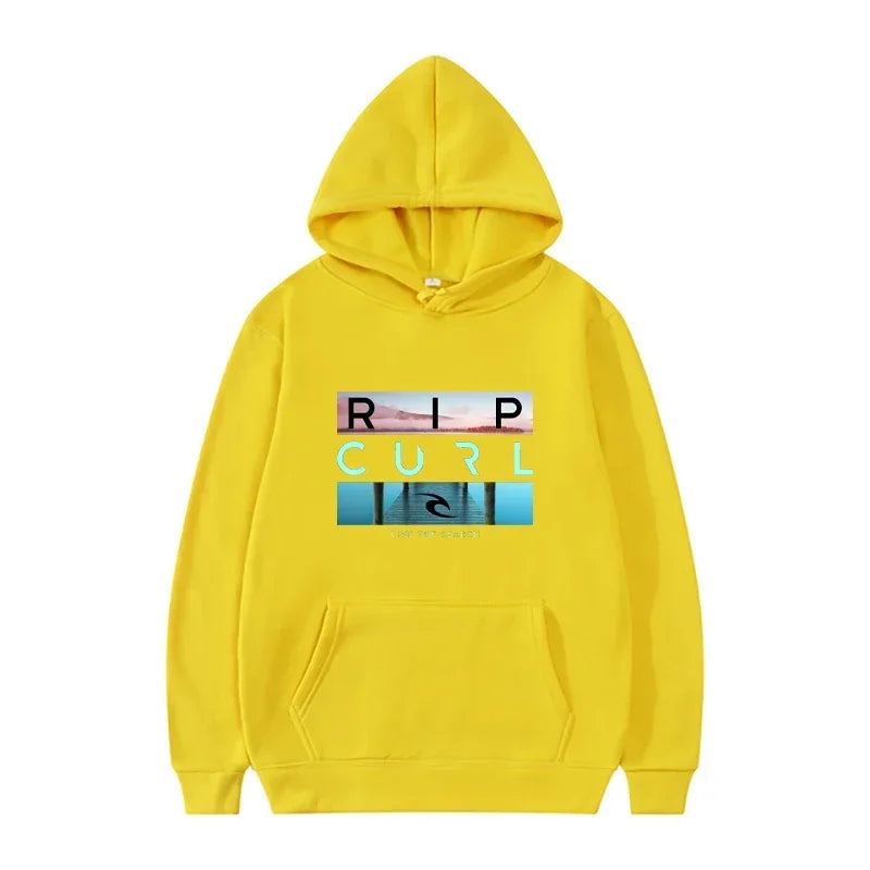 Men's hooded black casual street style sports shirt  suitable for surfing enthusiasts and fashion enthusiasts