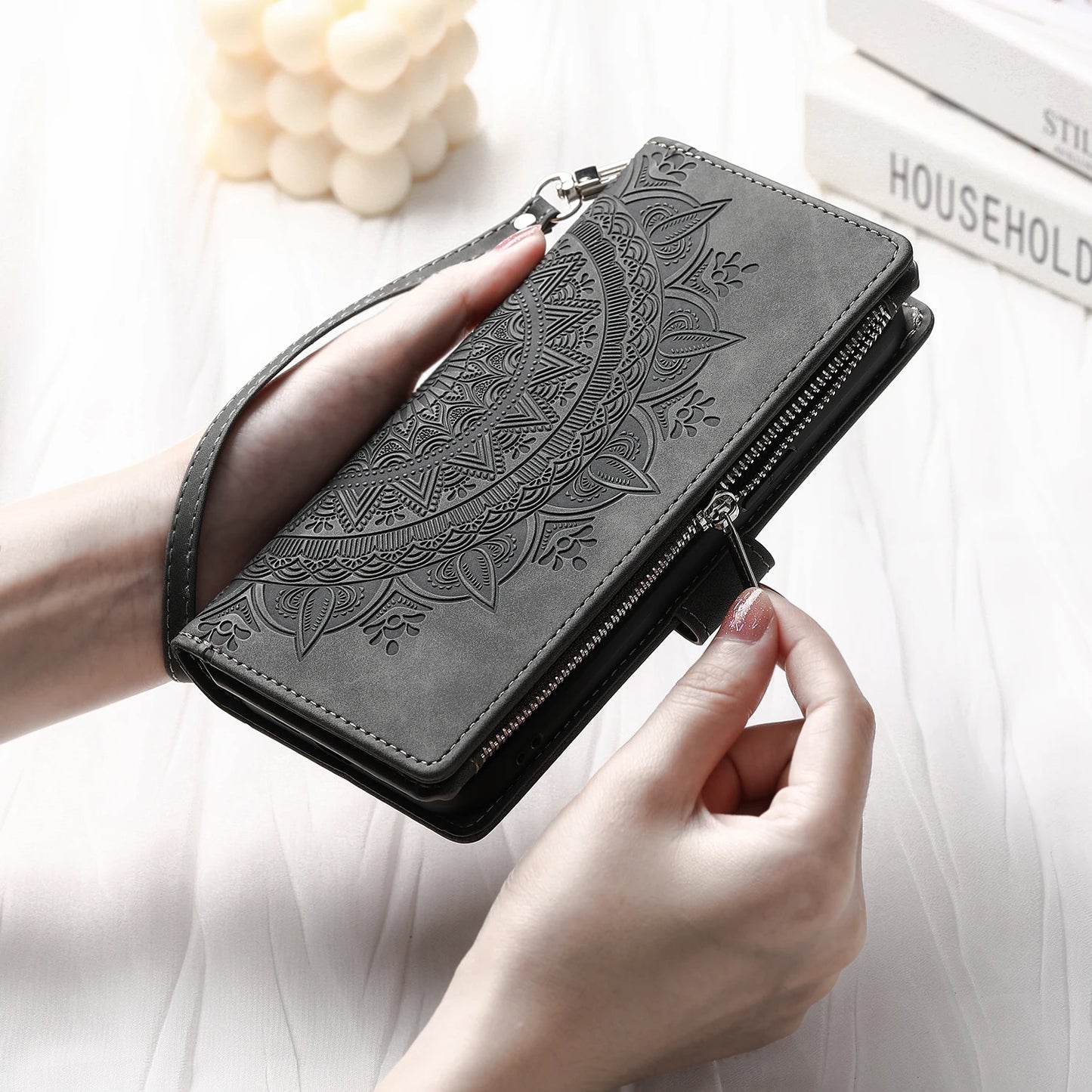Leather Flip Case For Samsung Galaxy S26 S25 S23 S24 Ultra S22 S21 Plus S20 FE + Note 20 10 9 Card Wallet Embossing Phone Bag