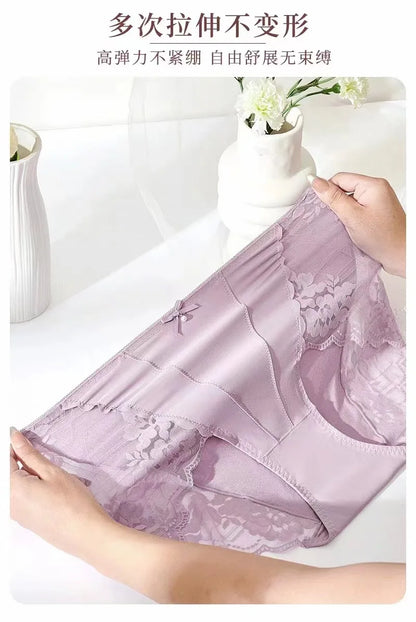 New Plus Size Lace Panties   High Waist Modal Underwear for Women 60-105kg Summer Thin  Sexy