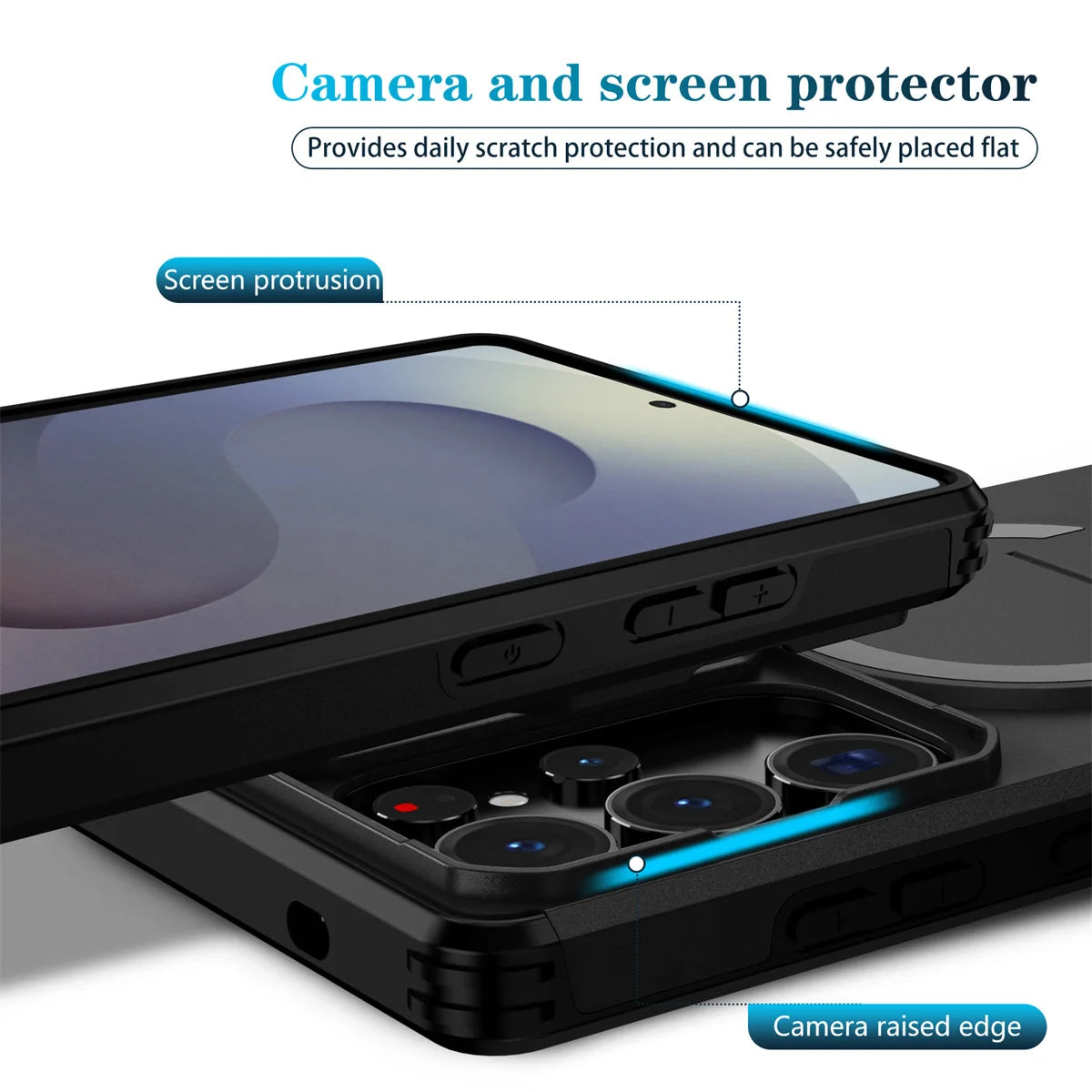 Lens Protect Camera Phone Case for Samsung S25 FE S26 S24 Ultra S23 Plus A37 A57 A17 A36 A56 A16 A55 Magnetic Kickstand Cover
