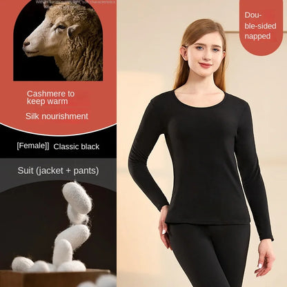 Men Wool Winter Long Sleeves Thermal Warm Thick Sweater Thermal Underwear Soft Fleece Lined Long Johns Set Thermal Clothes