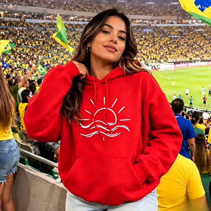 Women'S Sun Pattern Print Hoodie Casual Hooded Sweatshirt With Drawstring  Cartoon Style Fall/Winter Wear Outfit Unisex Top