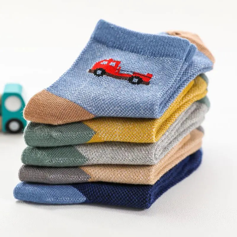 Kids Toddlers Cotton Ankle Socks Cartoon Engineering Vehicle Breathable Spring Autumn Summer Winter Short Socks for Children Boy
